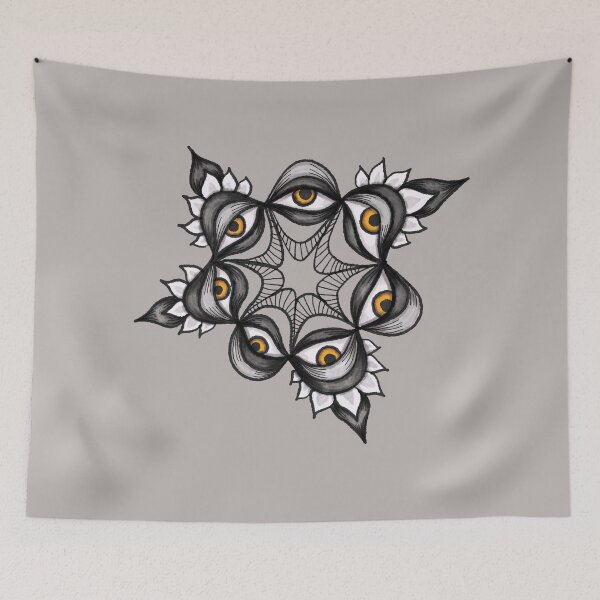 Item preview, The watchers - trippy monochrome weird art  designed and sold by Boriana Giormova.