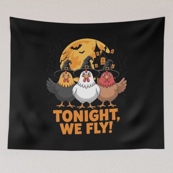 Item preview, Tonight We Fly Chicken Witches Halloween designed and sold by NetoGalaxy.