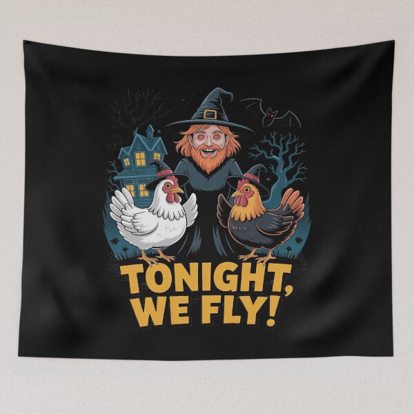 Item preview, Tonight WE Fly Halloween Witch Chickens Spooky Season designed and sold by NetoGalaxy.