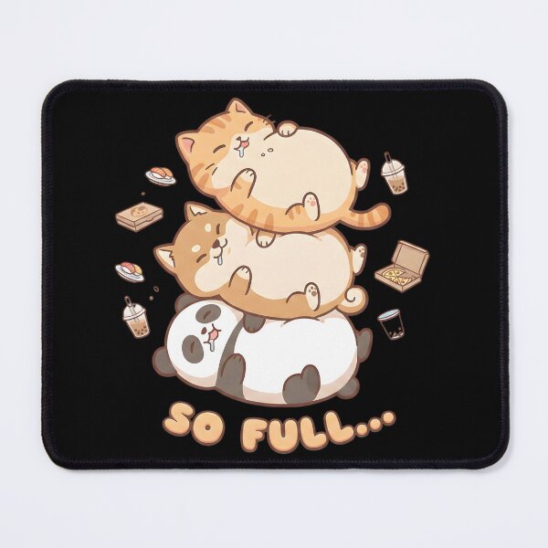 Item preview, Cute Animal Stack So Full Food Coma Cat Shiba Panda designed and sold by ChibiJourney.