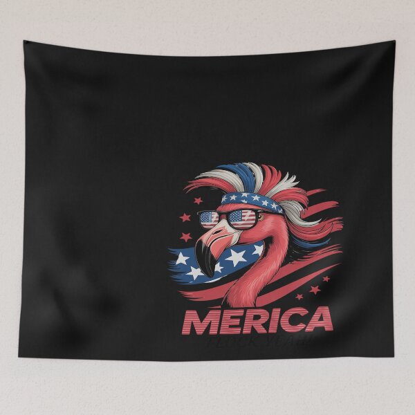 Item preview, Merica Flock Yeah Funny Flamingo Mullet 4th of July Usa Flag designed and sold by Bstilablhot.
