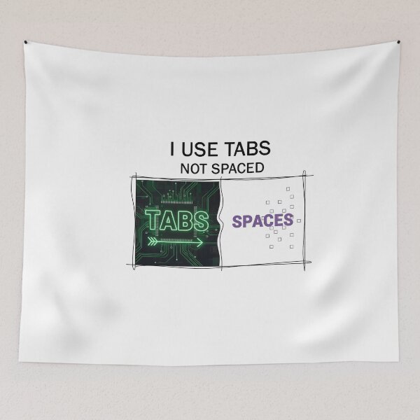 Item preview, ​I Use Tabs Not Spaces Programmer Humor Neon Code Sarcastic designed and sold by SylwiaPrint.