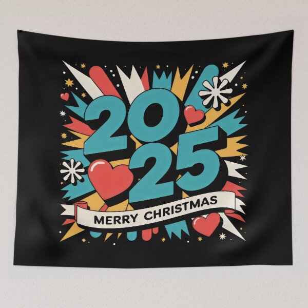 Item preview, Merry Christmas 2025 Festive Neon Celebration Design designed and sold by SplashTastic.