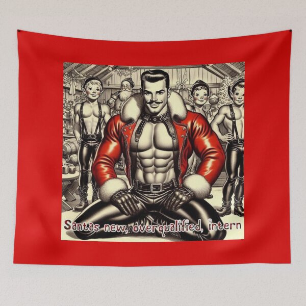 Item preview, Camp Christmas Gay Leather Collection Santas New Overqualified Intern Gay Leather Pride Graphic Design designed and sold by ItsAKinkThing.