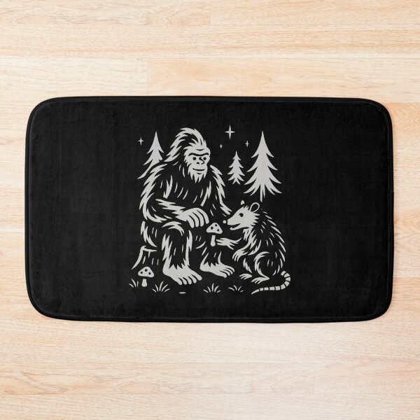 Item preview, Bigfoot Cryptid Shares Mushroom With Opossum In Forest Night designed and sold by TaraLiliana.