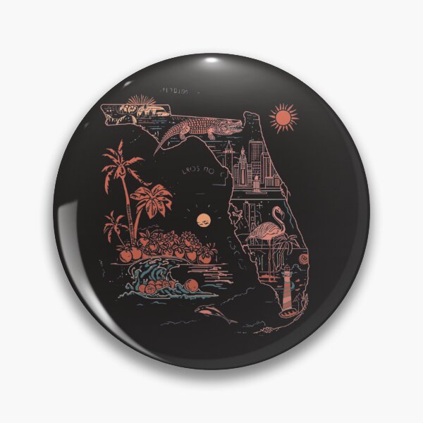 Item preview, Florida State Map Vintage Neon Art – Palm Trees Alligator Flamingo Miami Beach designed and sold by TitanRN.