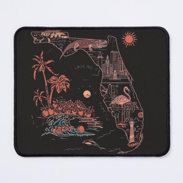Item preview, Florida State Map Vintage Neon Art – Palm Trees Alligator Flamingo Miami Beach designed and sold by TitanRN.