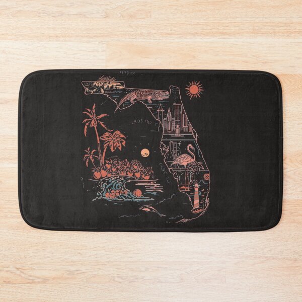 Item preview, Florida State Map Vintage Neon Art – Palm Trees Alligator Flamingo Miami Beach designed and sold by TitanRN.