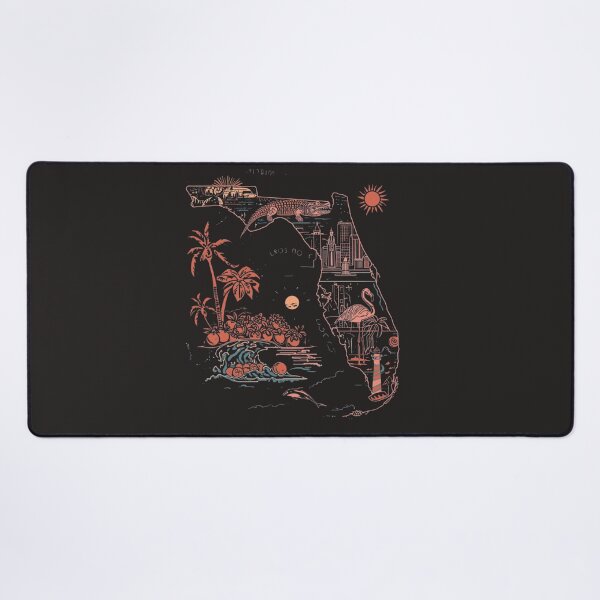 Item preview, Florida State Map Vintage Neon Art – Palm Trees Alligator Flamingo Miami Beach designed and sold by TitanRN.