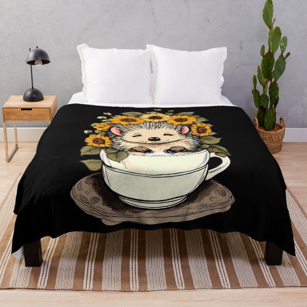 Item preview, Sunflower Garden Hedgehog In A Teacup. designed and sold by TaraLiliana.
