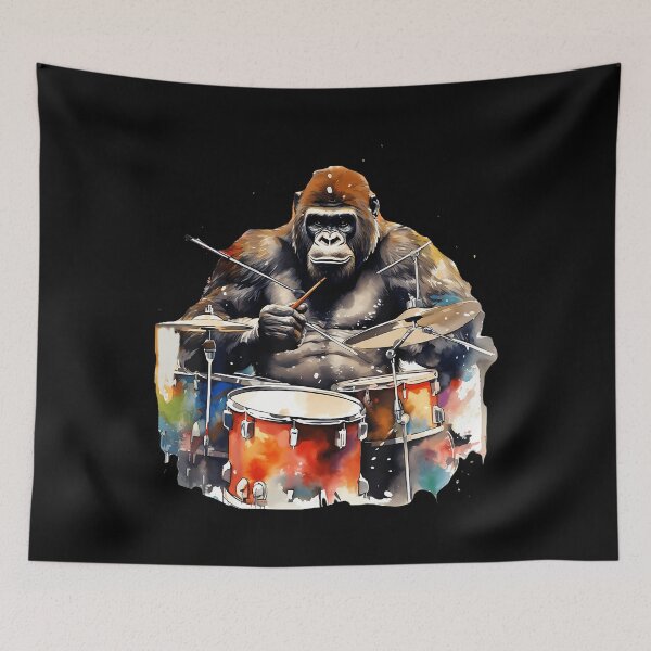 Item preview, Gorilla Drumming Gorilla Playing Drums Drummer designed and sold by ToriCarylon.
