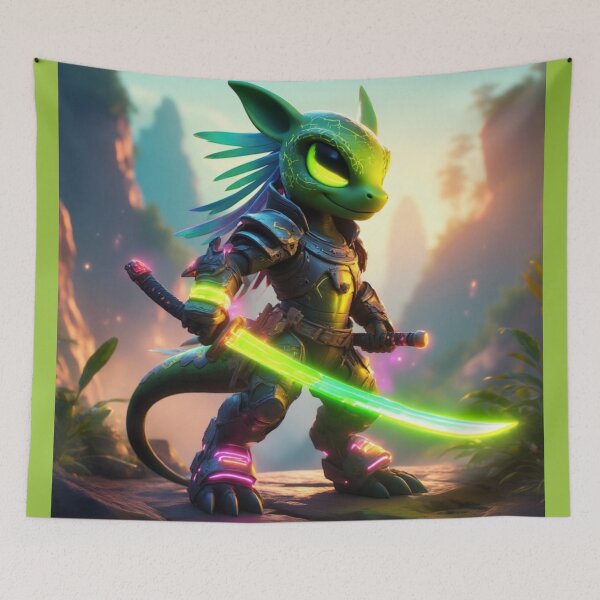 Item preview,  Cyber Lizard Samurai with a Glowing Katana designed and sold by SweetRossel.