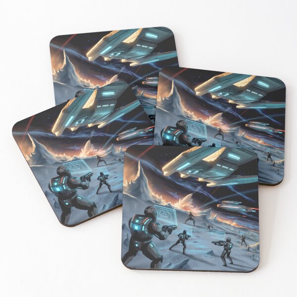 Item preview, Futuristic Space Battle Icy Planet Sci Fi Combat Design designed and sold by SplashTastic.