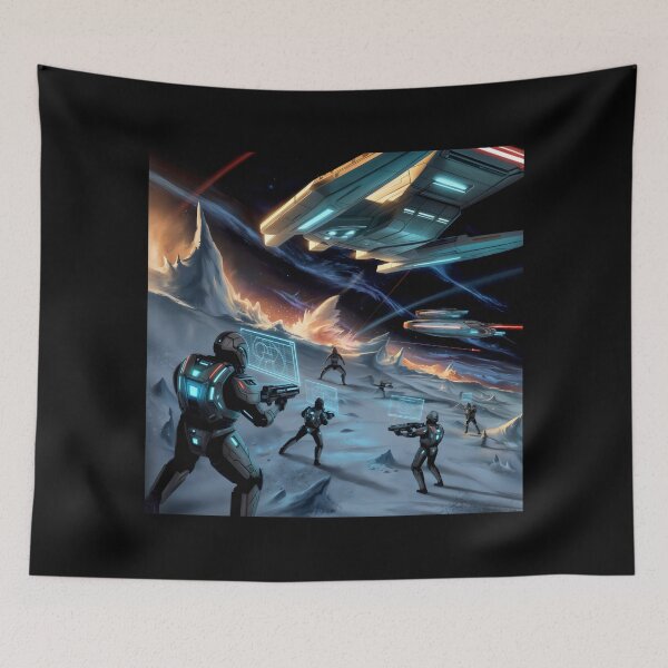 Item preview, Futuristic Space Battle Icy Planet Sci Fi Combat Design designed and sold by SplashTastic.