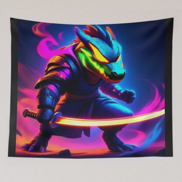 Item preview, Cyber Retro Crocodile Samurai with a Katana designed and sold by SweetRossel.