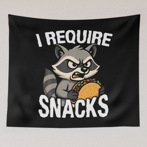 Item preview, I Require Snacks Cute Animal Meme Tee Funny Raccoon Taco designed and sold by JaneJanie.
