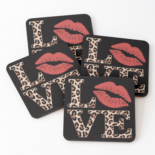 Item preview, Leopard Print LOVE Red Lips Word Letter Cute Valentine designed and sold by MuteElevent.