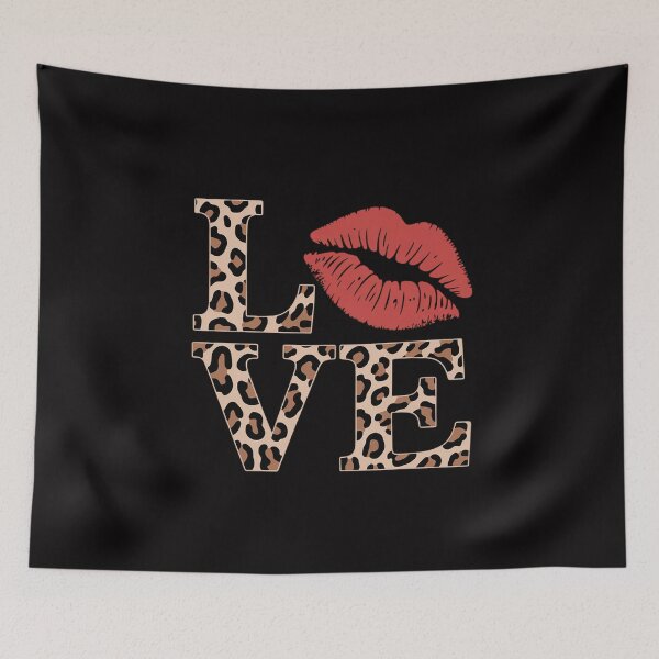 Item preview, Leopard Print LOVE Red Lips Word Letter Cute Valentine designed and sold by MuteElevent.