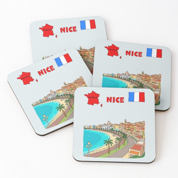 Item preview, Nice, France Coastal Illustration, Colorful Riviera Cityscape Art designed and sold by mashmosh.