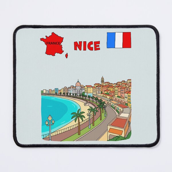 Item preview, Nice, France Coastal Illustration, Colorful Riviera Cityscape Art designed and sold by mashmosh.