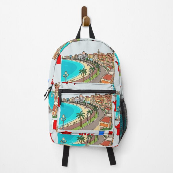 Item preview, Nice, France Coastal Illustration, Colorful Riviera Cityscape Art designed and sold by mashmosh.