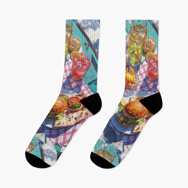 Item preview, Vibrant Summer Picnic – Colorful Food Art with Burgers, Pizza & Lemon Drinks designed and sold by Grafititee.