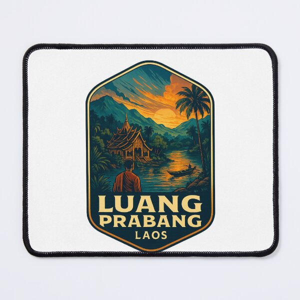 Item preview, Luang Prabang Monastery on Riverbank at Sunset – Laos designed and sold by Places On Earth.