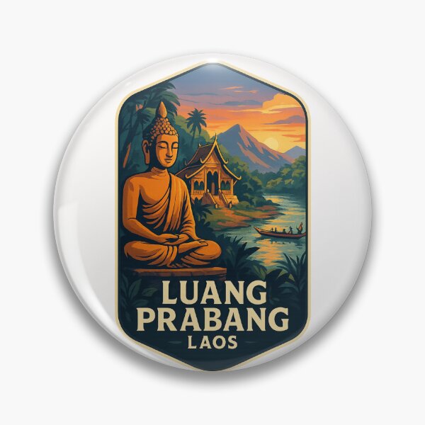 Item preview,  Seated Buddha and Temple in Luang Prabang – Laos designed and sold by Places On Earth.