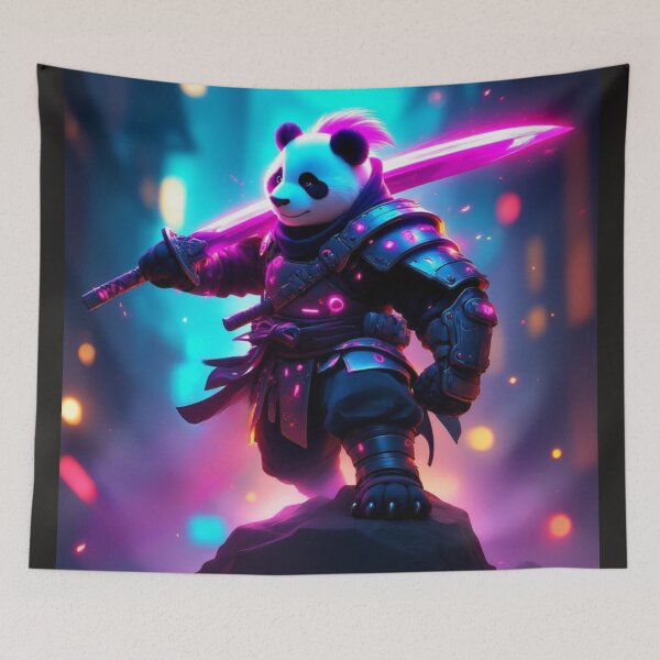 Item preview, Cyberpunk Samurai Panda with a Glowing Sword designed and sold by SweetRossel.