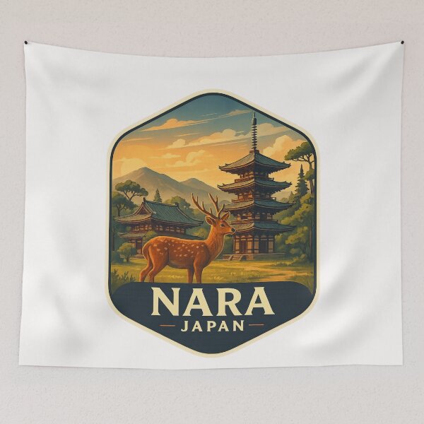 Item preview,  Pagoda and Deer at Sunset in Nara, Japan designed and sold by Places On Earth.