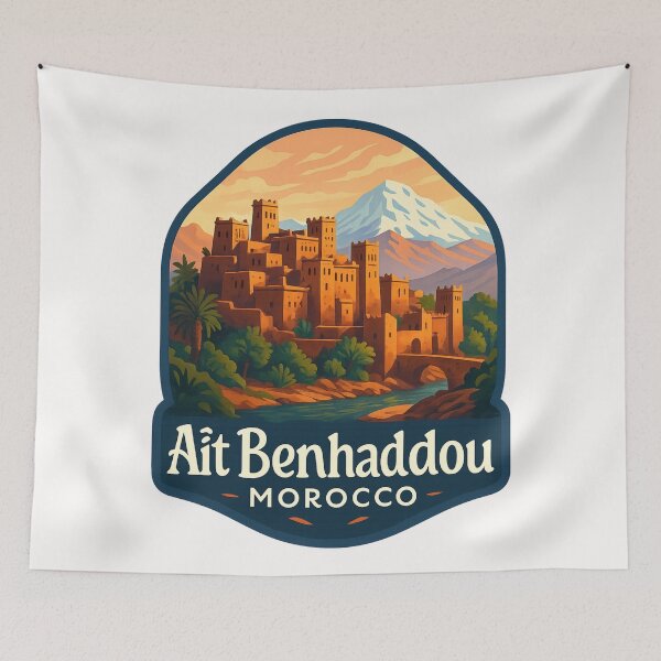 Item preview,  Aït Benhaddou with Snow-Capped Atlas Mountains, Morocco designed and sold by Places On Earth.