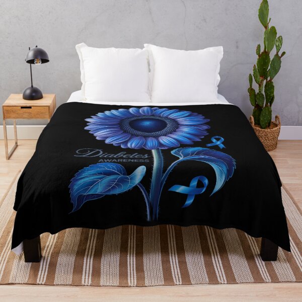 Item preview, Flower Diabetes Awareness Support Blue Ribbon T1D Type 1 designed and sold by cosmicncozyS.
