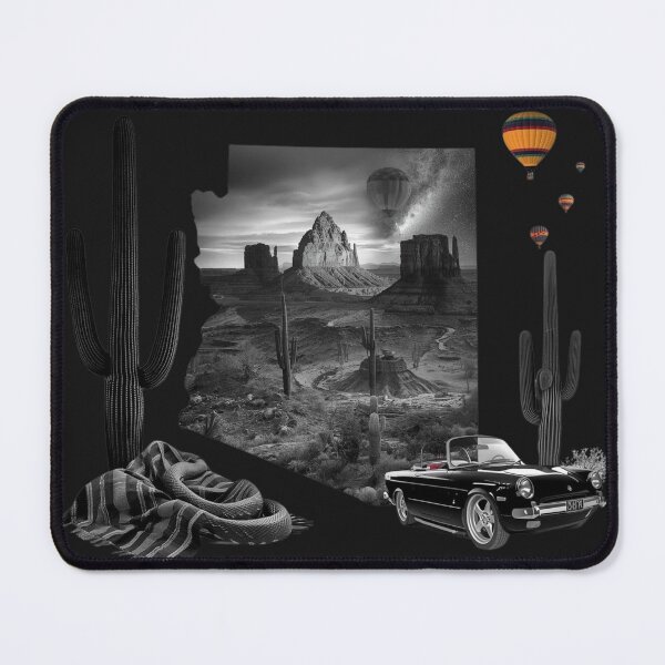 Item preview, Arizona Desert Night – Black & White Saguaro Monument Valley Vintage Collage designed and sold by TitanRN.