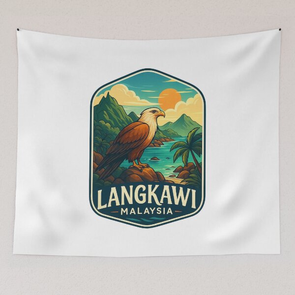 Item preview,  Langkawi Island with Brahminy Kite and Coastal Mountains, Malaysia designed and sold by Aryabek.