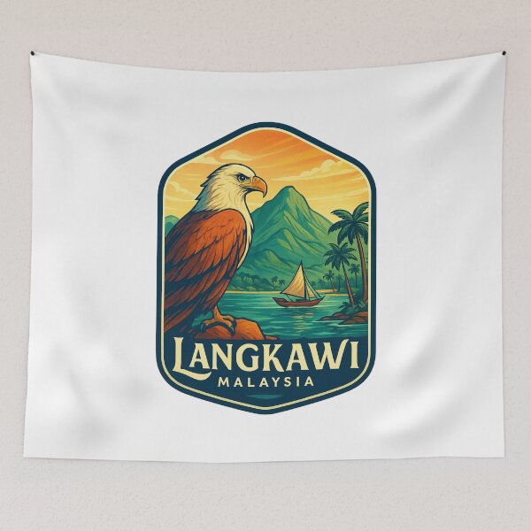 Item preview,  Langkawi Coastline with Gunung Raya and Sailing Boat, Malaysia designed and sold by Aryabek.