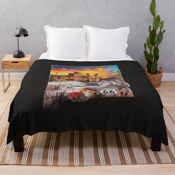 Item preview, New Mexico Weird – UFO Route 66 Sugar Skull White Sands Alien Collage designed and sold by TitanRN.