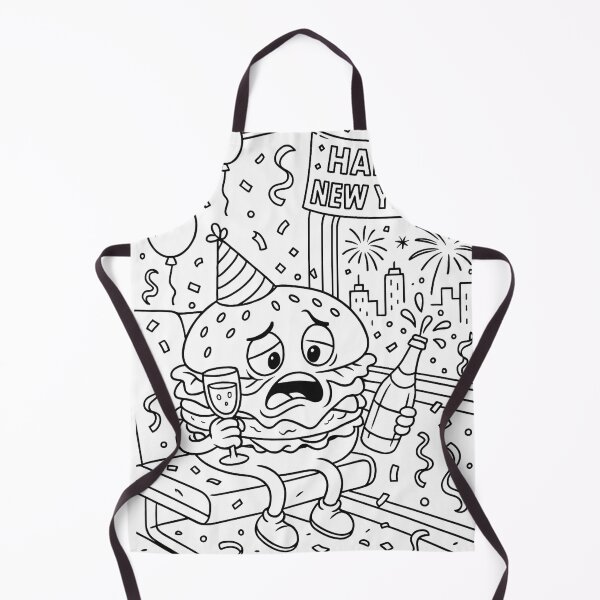 Item preview, Sad New Year Burger – Funny Party Line Art designed and sold by ComedyInkFactor.
