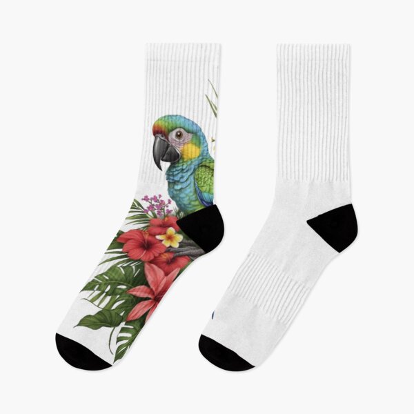 Item preview, Scarlet Macaw Parrot, Tropical Flowers and Monstera designed and sold by CHRIST5000.