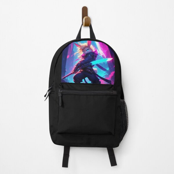 Item preview, Neon Portrait of a Female Rabbit Ninja with a Sword designed and sold by SweetRossel.