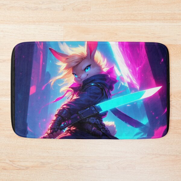 Item preview, Neon Portrait of a Female Rabbit Ninja with a Sword designed and sold by SweetRossel.