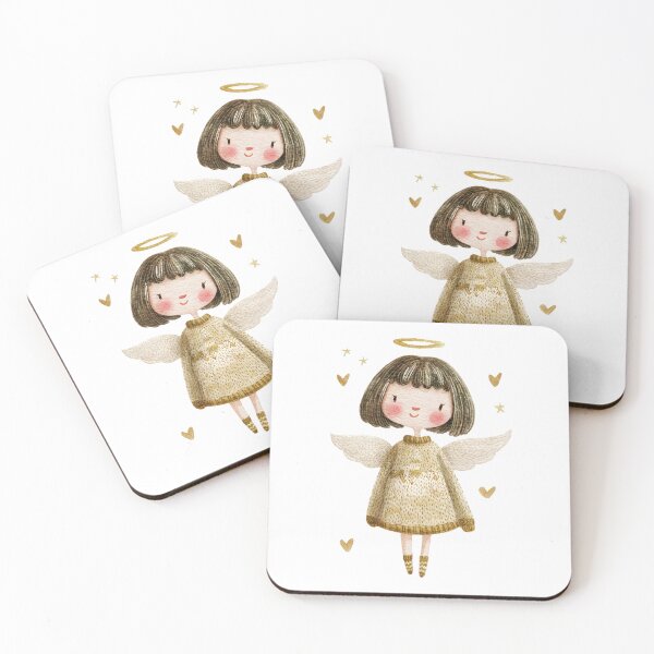 Item preview, Golden Cute Angel Christmas Sticker designed and sold by Teecha45.