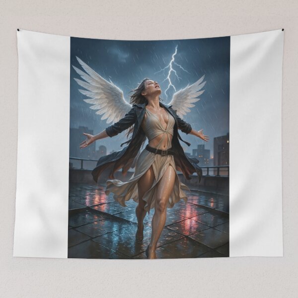 Item preview, Winged woman drenched in storm for renewal designed and sold by CathryneDelamort.
