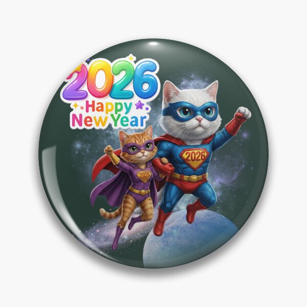 Item preview, Superhero Cat Couple NYE | Metallic & Sparkly Hero Suits on Rooftop designed and sold by E-SarnEdge.
