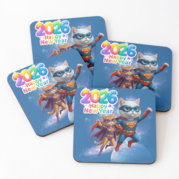 Item preview, Superhero Cat Couple NYE | Metallic & Sparkly Hero Suits on Rooftop designed and sold by E-SarnEdge.