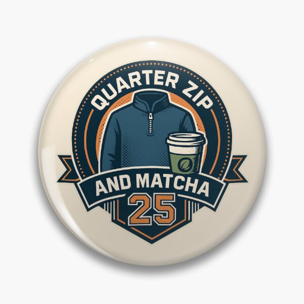 Item preview, Quarter Zip & Matcha Vintage Emblem – Distressed Retro Sweater & Matcha Cup Design designed and sold by Mog Mog Eatalot – Tokyo x A’dam Mashup.
