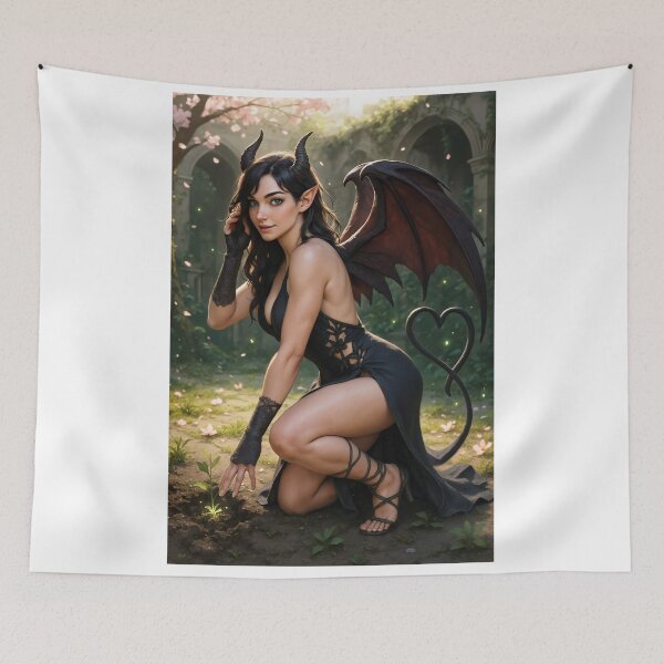 Item preview, Succubus in black tending glowing plant renewal designed and sold by CathryneDelamort.