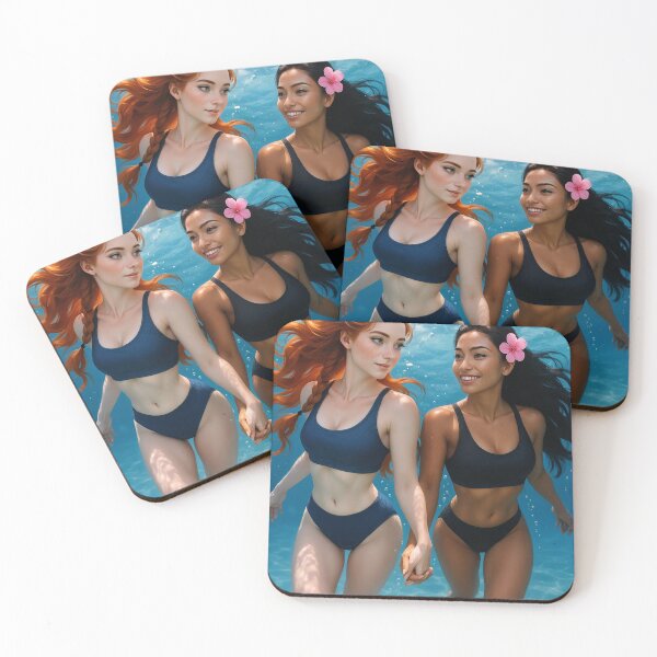 Item preview, Rowan x Shanti in bikinis flowing hair underwater designed and sold by CathryneDelamort.
