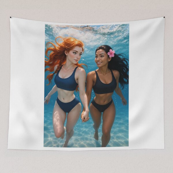 Item preview, Rowan x Shanti in bikinis flowing hair underwater designed and sold by CathryneDelamort.
