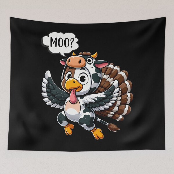 Item preview, Funny Holiday Thanksgiving Turkey Moo Festive Day 90s Cow designed and sold by rebeccathanuos.