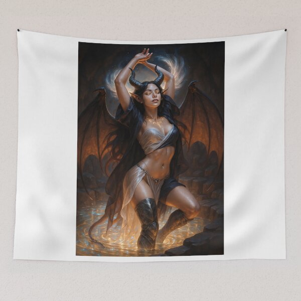 Item preview, Horned winged dark cloak rebirth waters designed and sold by CathryneDelamort.